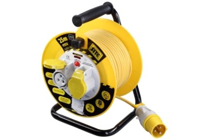 Masterplug 25m 110V 2 Socket Cable Reel with Thermal Cut Out 16A