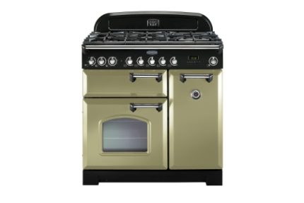 Rangemaster Classic Deluxe Dual Fuel Range Cooker 90cm Olive Green with Chrome Trim - CDL90DFFOG/C