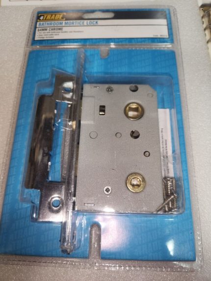 4Trade Mortice Bathroom Lock 64mm Chrome