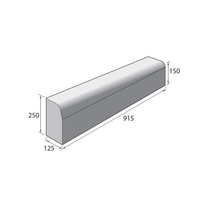 Marshalls British Standard Half Battered to Bullnosed Left Hand Drop Kerb - 125x255mm to 125x150mm